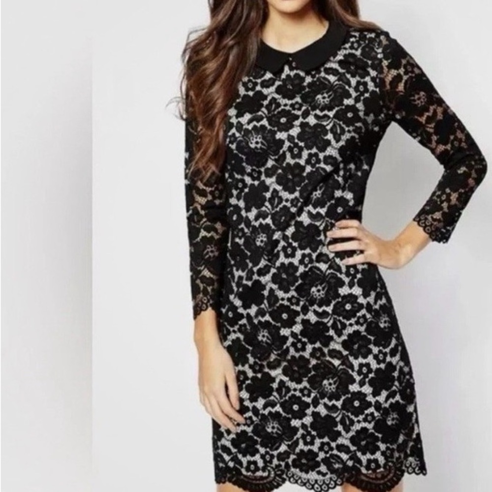 Ted Baker Ameera Black Lace Sheath Mini Dress
